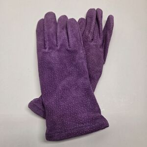 Vintage Purple Leather Ladies Gloves  Soft Acrylic Purple Interior Lining Size M
